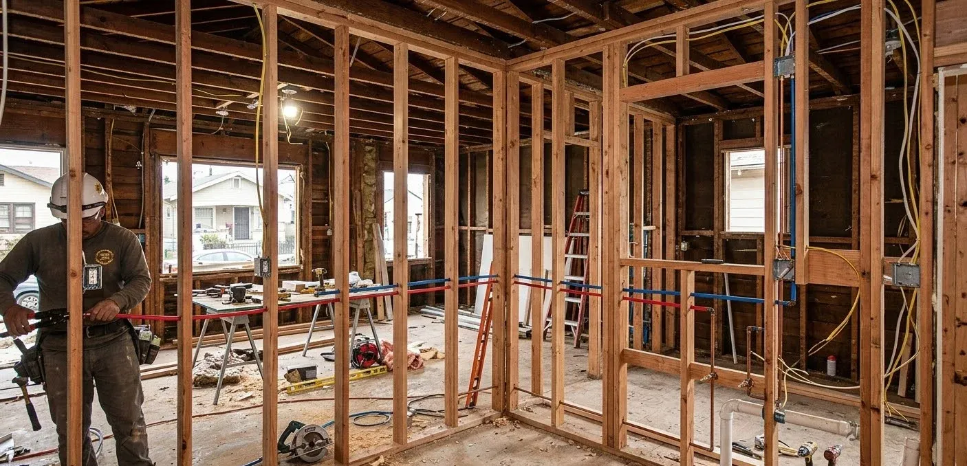Kitchen remodel framing and rough-in in Glendale – Villa Bella Construction